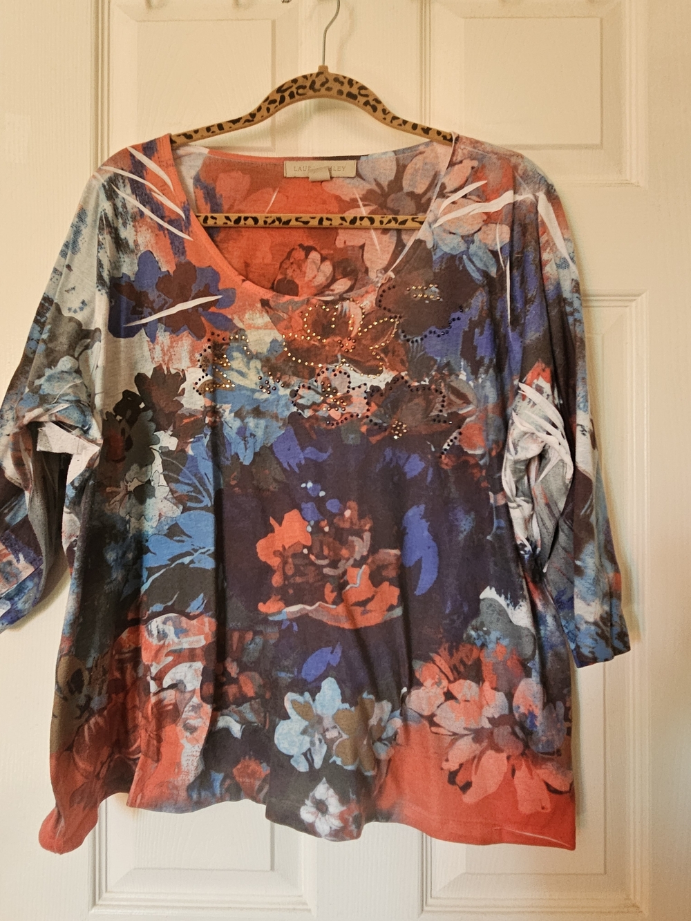 Laura Ashley Red, Blue & Navy Floral Long Sleeve Top